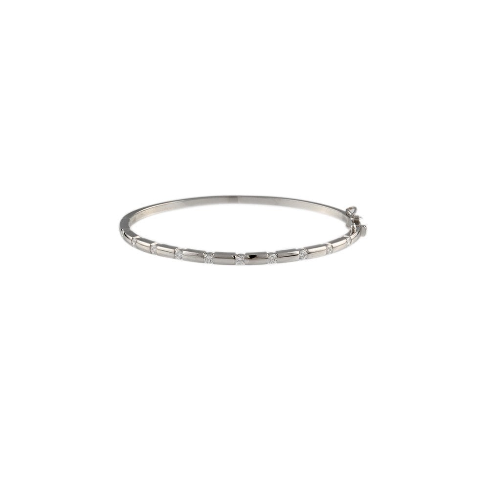 9ct White Gold Hinged Diamond Set Section Bangle 0.60ct