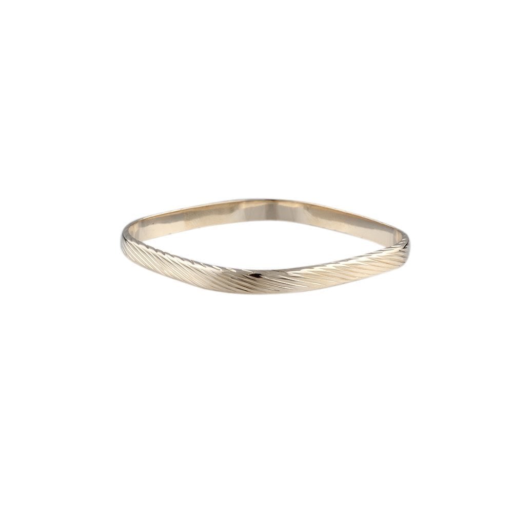 9ct Yellow Gold Patterned Square Slip On Bangle