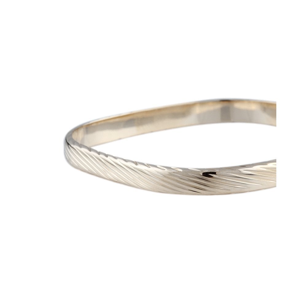 9ct Yellow Gold Patterned Square Slip On Bangle