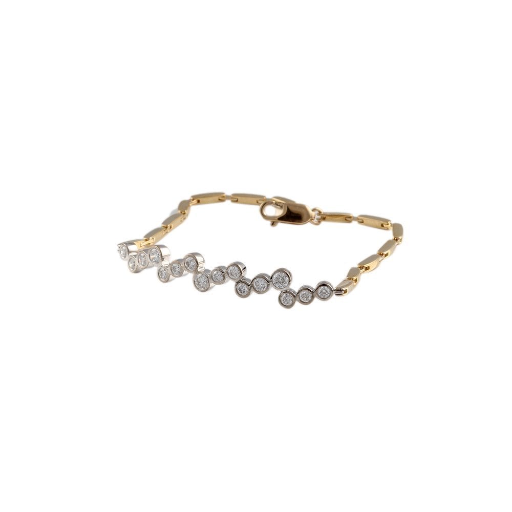 9ct Yellow And White Gold Diamond Triples Bracelet 1.13ct