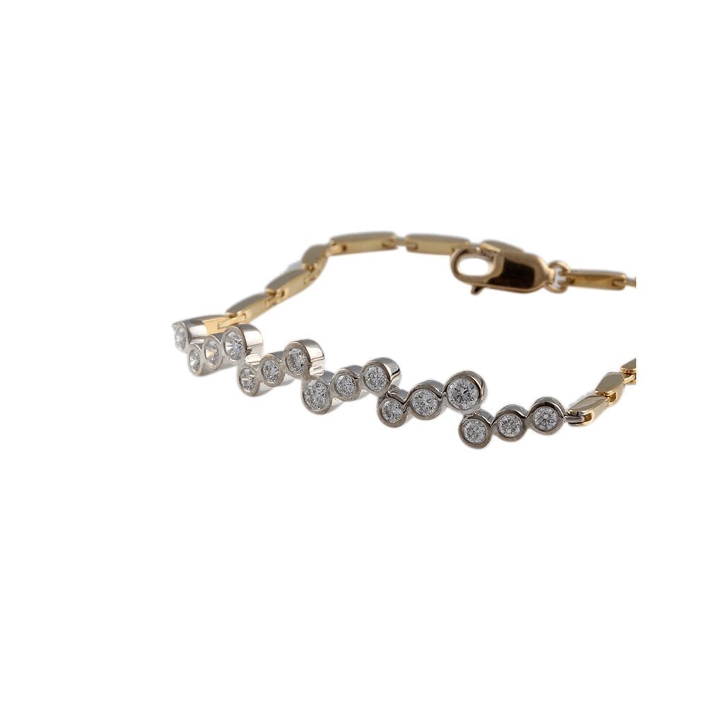 9ct Yellow And White Gold Diamond Triples Bracelet 1.13ct