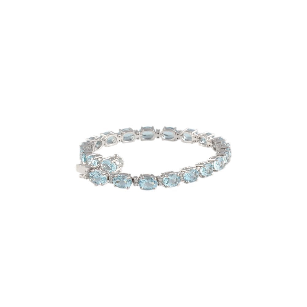9ct Yellow And White Gold Topaz 19.30ct And Diamond 0.43ct Line Bracelet