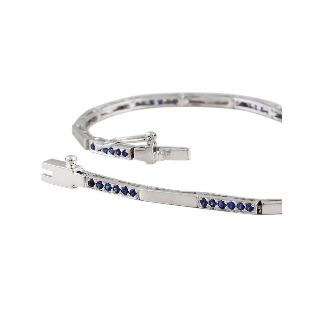 9ct White Gold Alternating Sapphire Link Bracelet 0.74ct