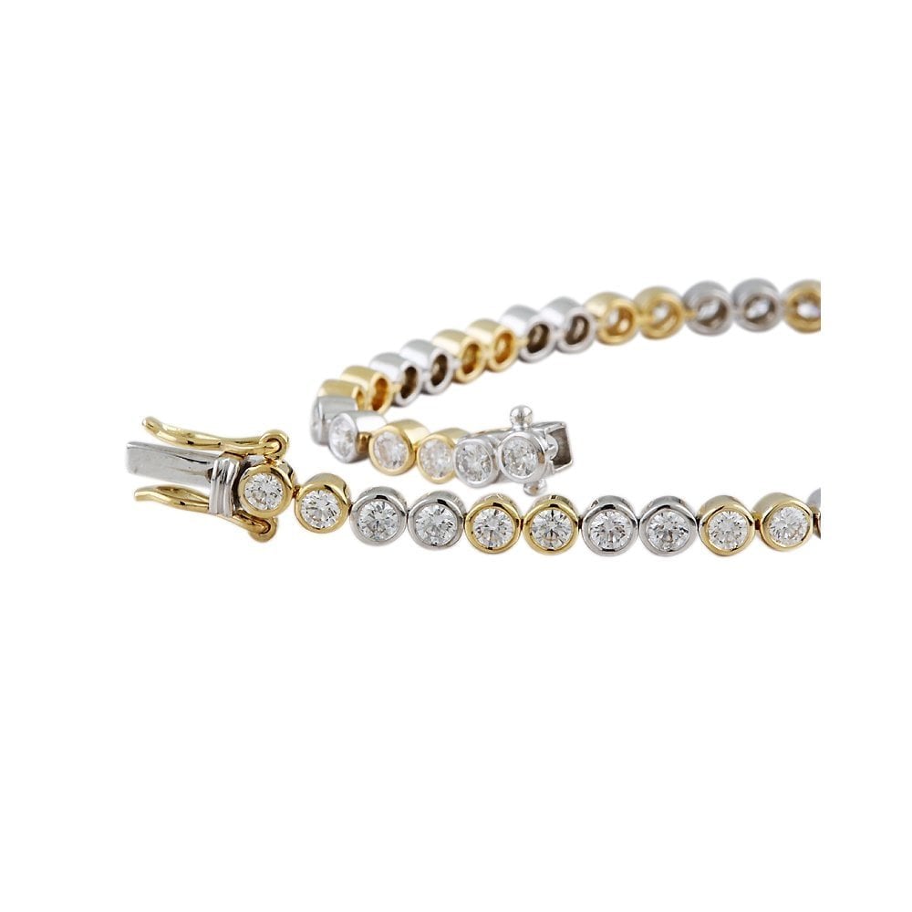 9ct Yellow And White Gold Diamond Tennis Bracelet 3.36ct