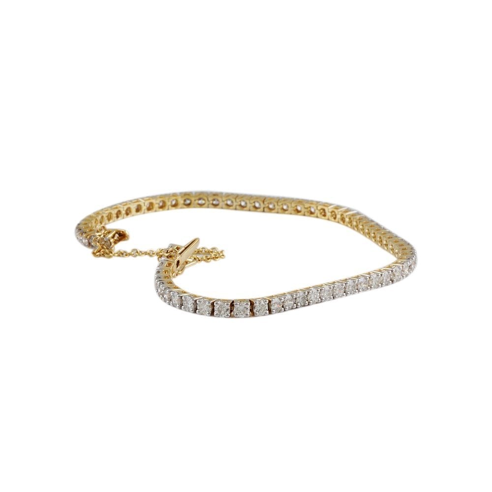 9ct Yellow Gold Diamond Tennis Bracelet 5.60ct