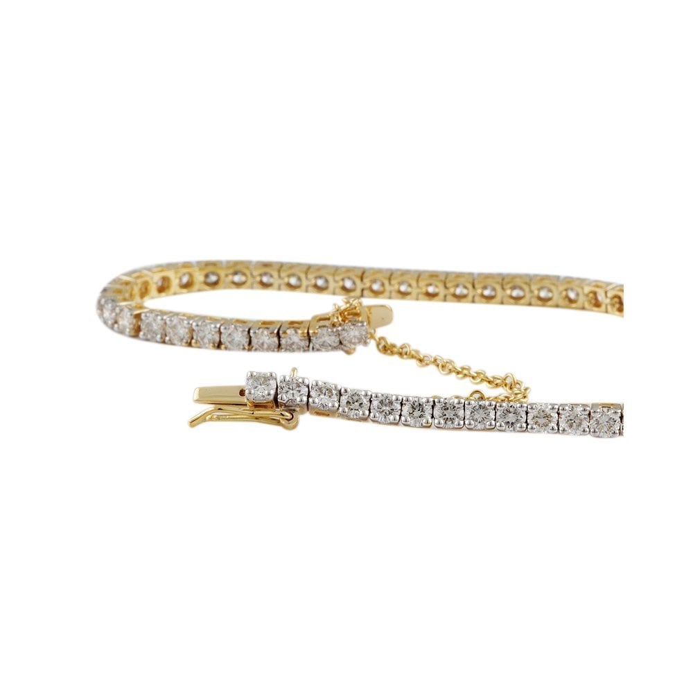 9ct Yellow Gold Diamond Tennis Bracelet 5.60ct