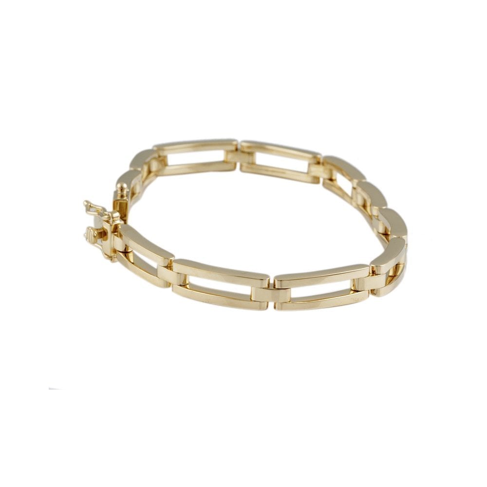 9ct Yellow Gold Open Rectangular Link Bracelet