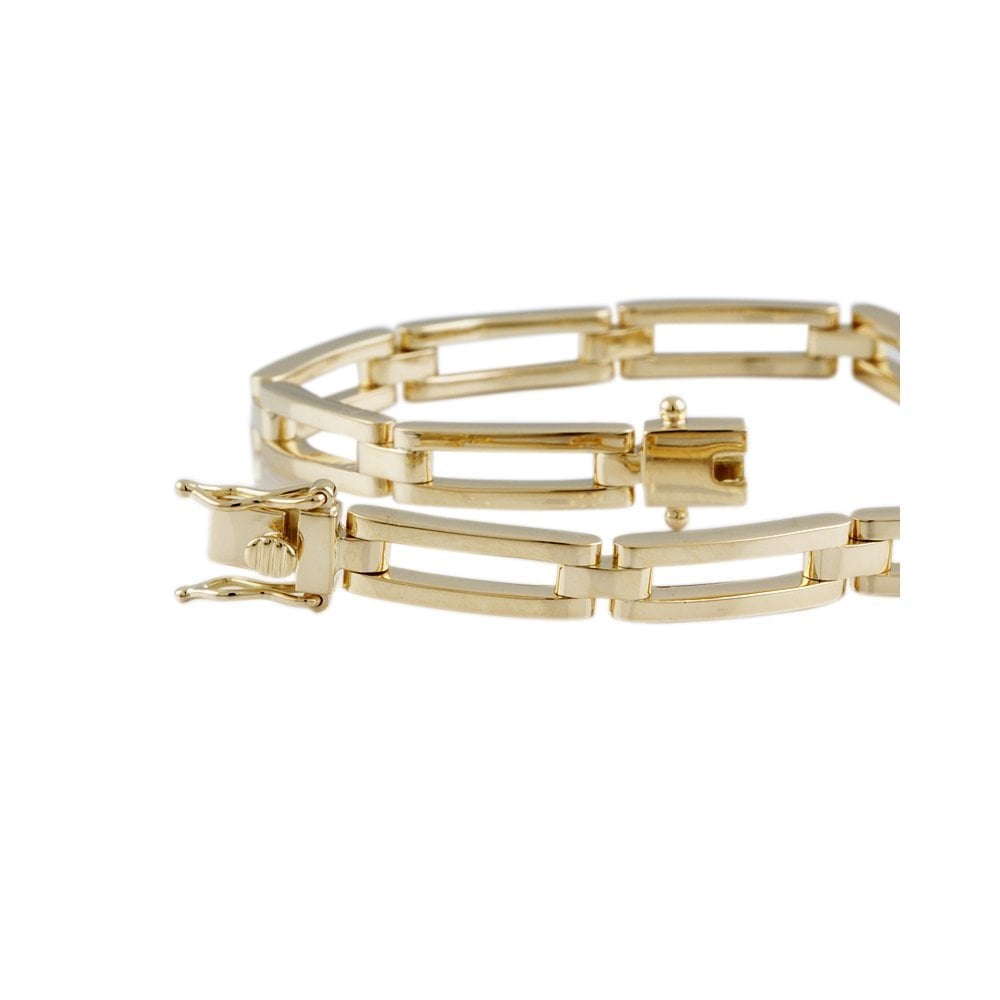 9ct Yellow Gold Open Rectangular Link Bracelet