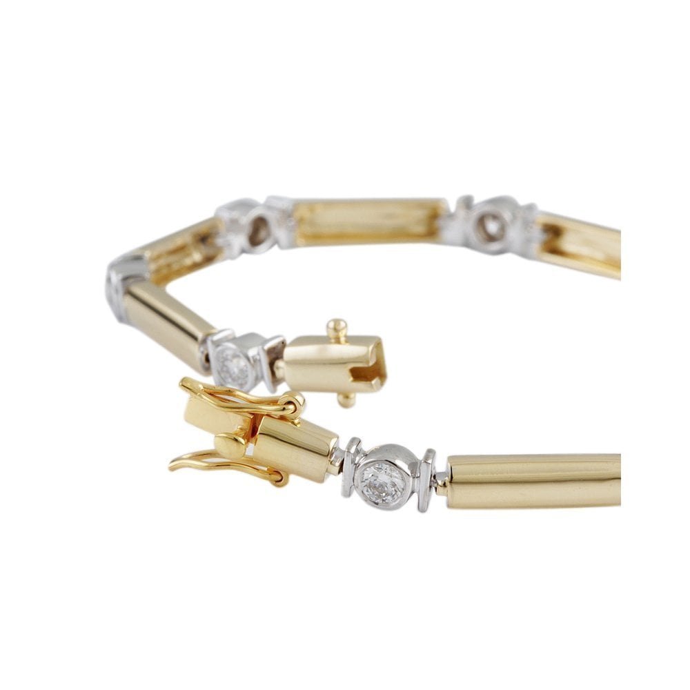 9ct Yellow And White Gold Diamond And Bar Bracelet 1.28ct