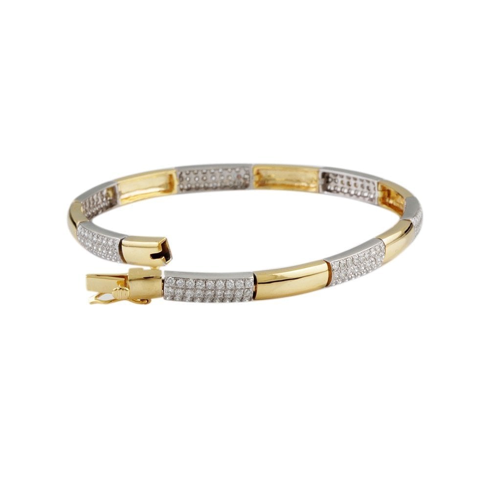 9ct Yellow And White Gold Alternating Section Diamond Bracelet 2.03ct