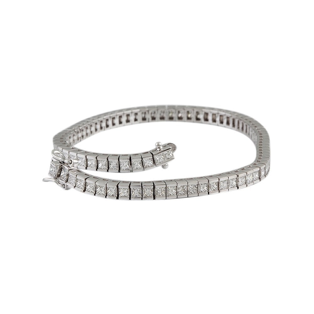 9ct White Gold Diamond Line Bracelet 6.09ct