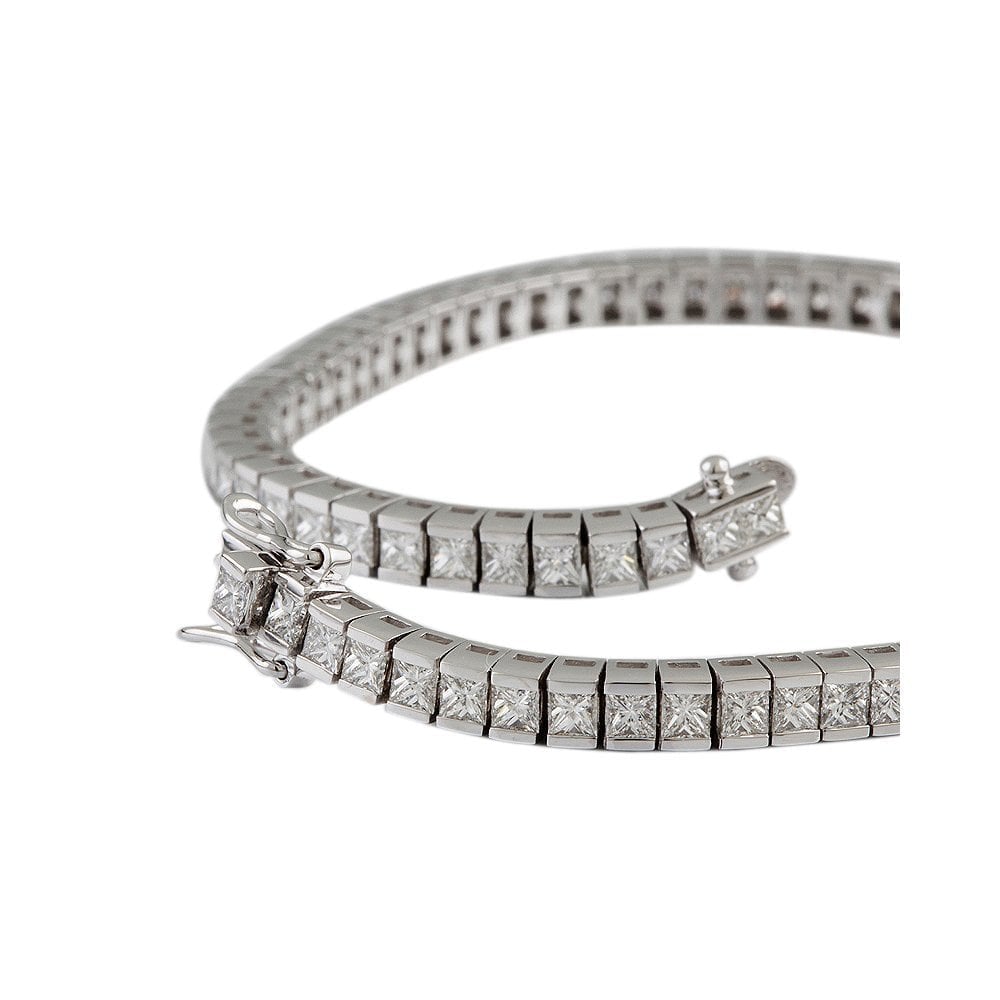 9ct White Gold Diamond Line Bracelet 6.09ct