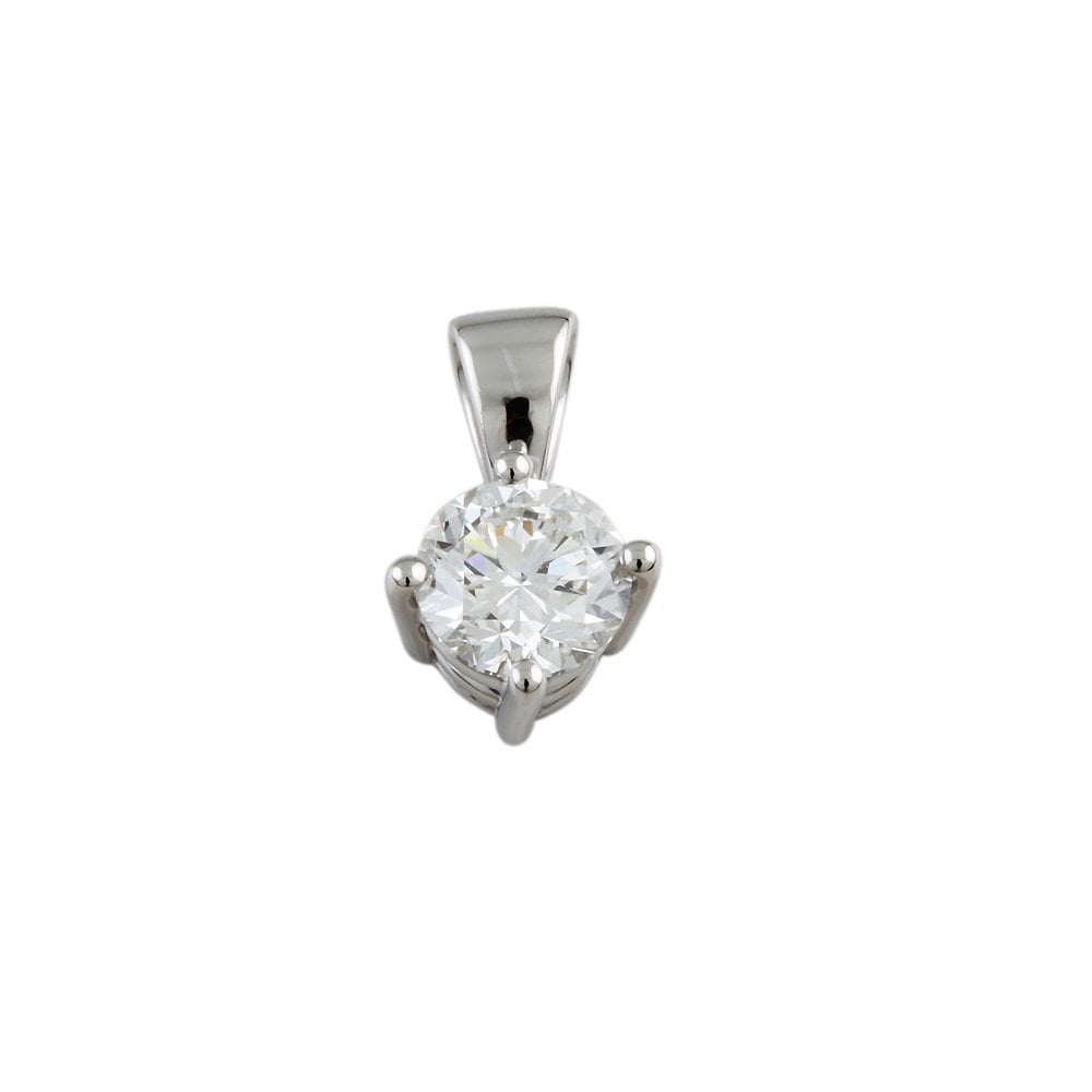 9ct  White Gold 0.40ct Round Brilliant Cut Diamond Solitaire Pendant