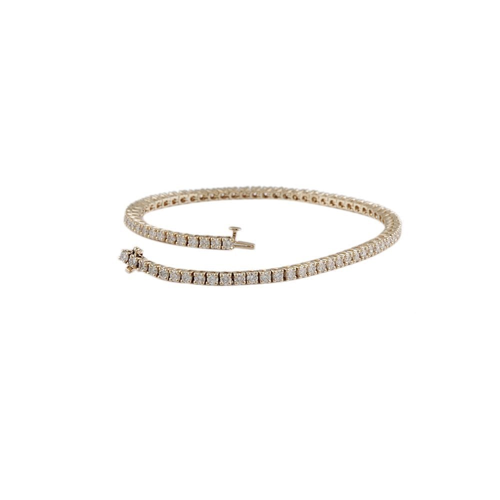 9ct Yellow Gold Diamond Tennis Bracelet 3.38ct