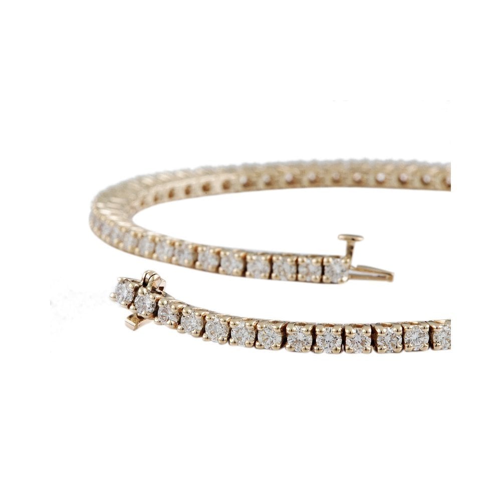 9ct Yellow Gold Diamond Tennis Bracelet 3.38ct