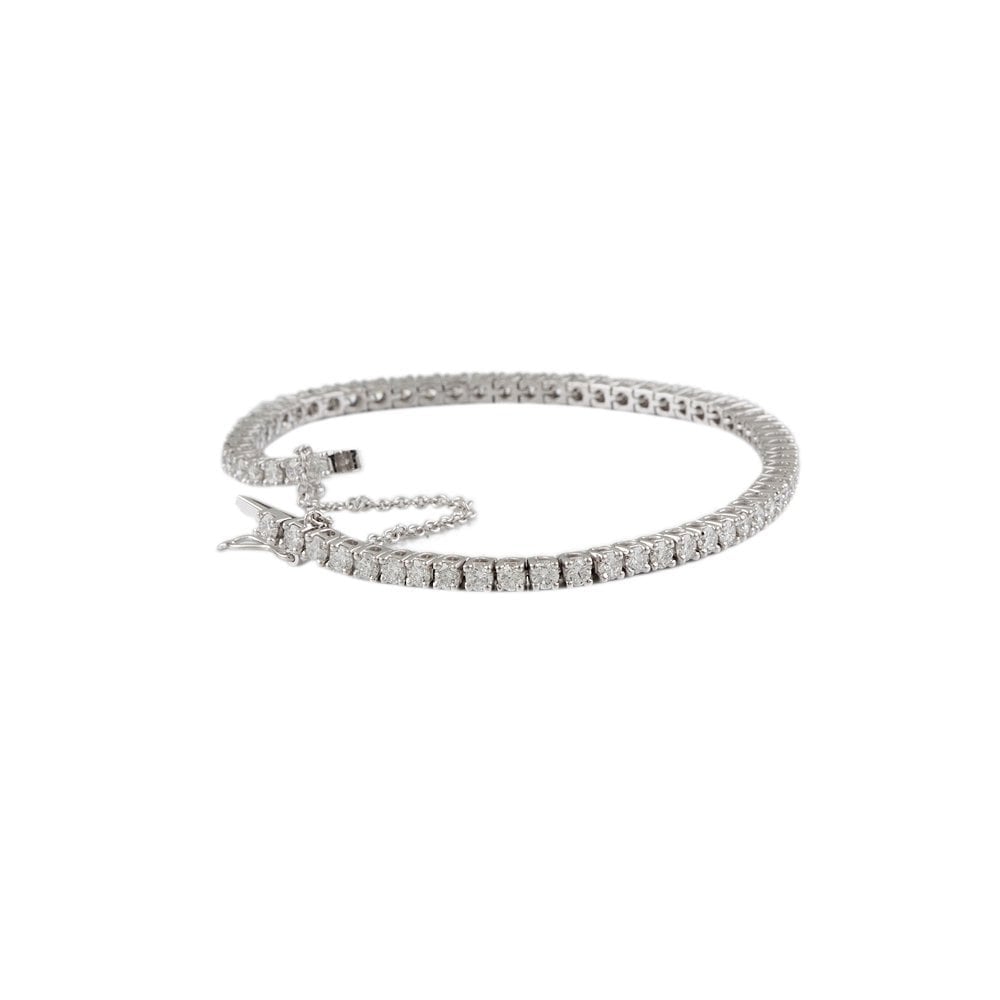 9ct White Gold Diamond Tennis Bracelet 4.46ct