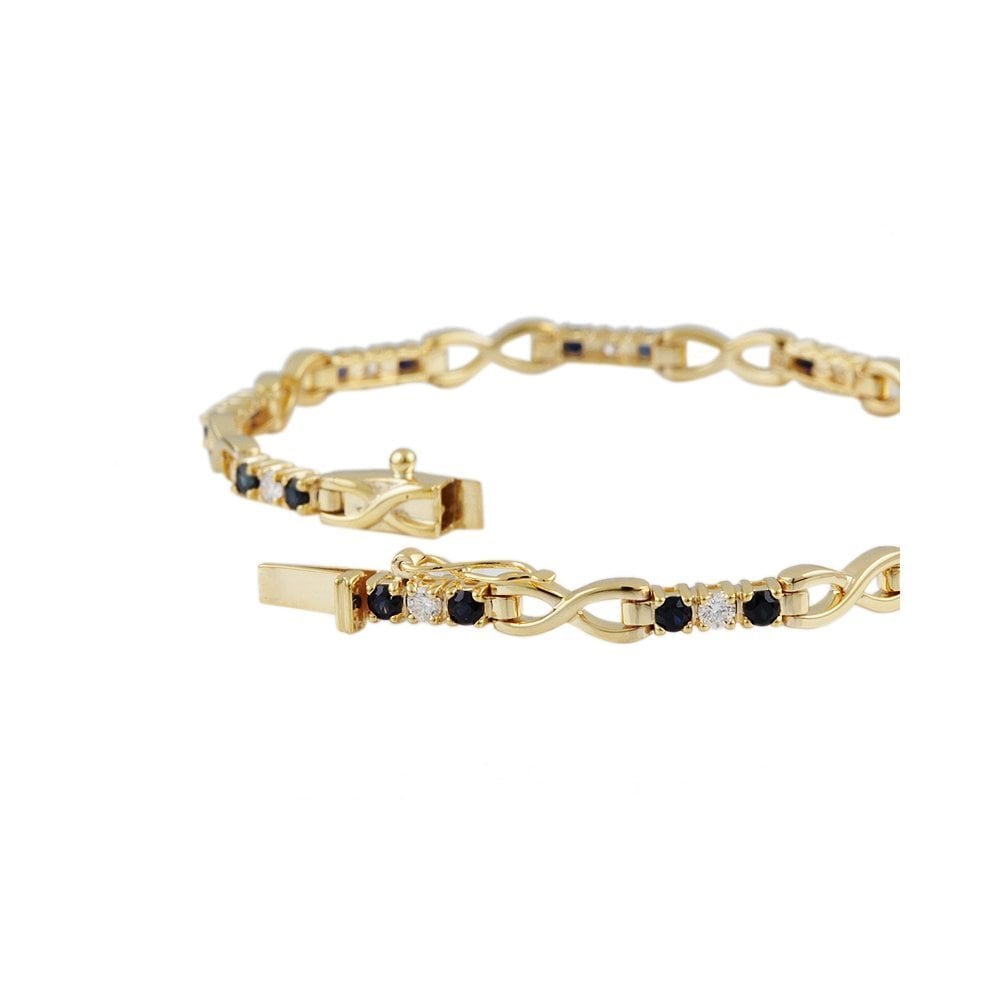 9ct Yellow Gold Sapphire 1.47ct And Diamond 0.53ct Kiss Link Bracelet