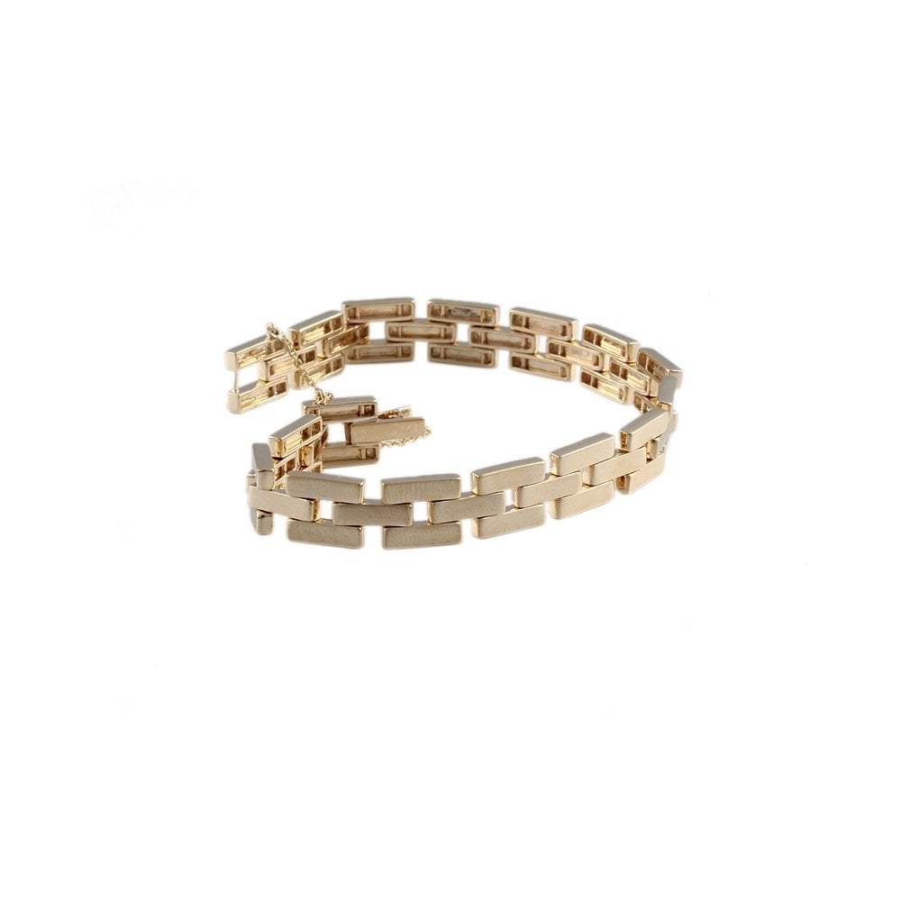 9ct Yellow Gold Open Square Link And Bar Bracelet
