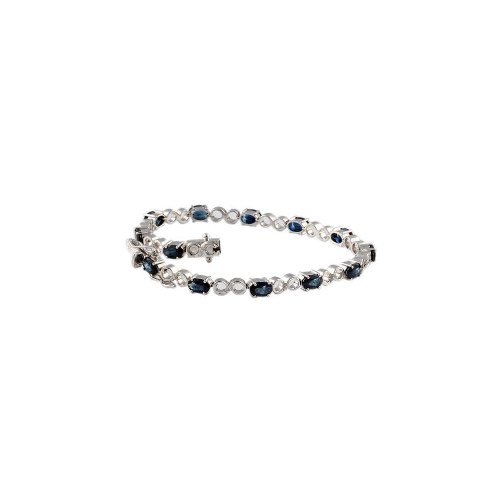 9ct White Gold Sapphire 6.91ct And Diamond 0.15ct Line Bracelet