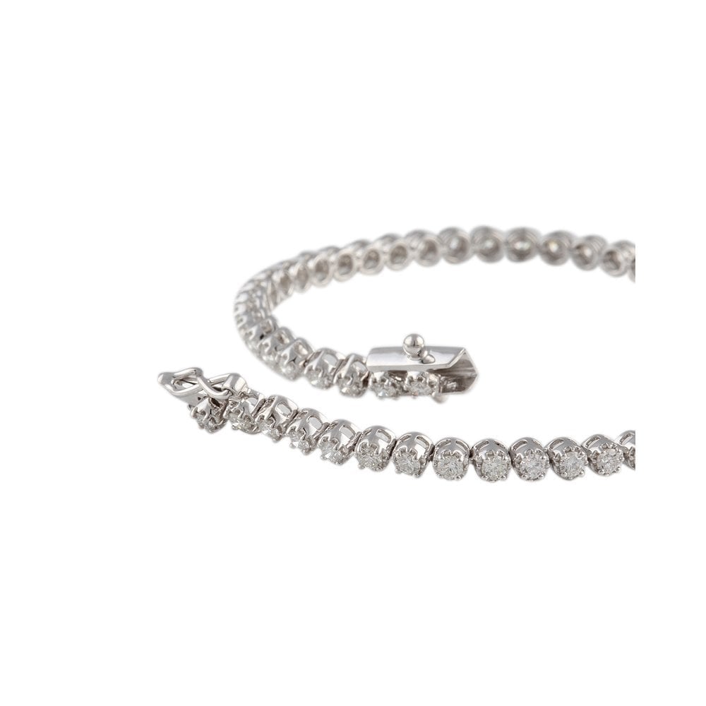 9ct White Gold Diamond Tennis Bracelet 2.14ct