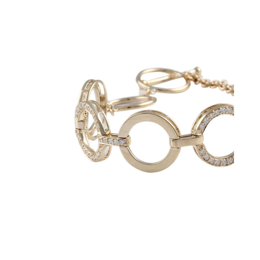 9ct Yellow Gold Diamond Set Circle Bracelet 0.44ct
