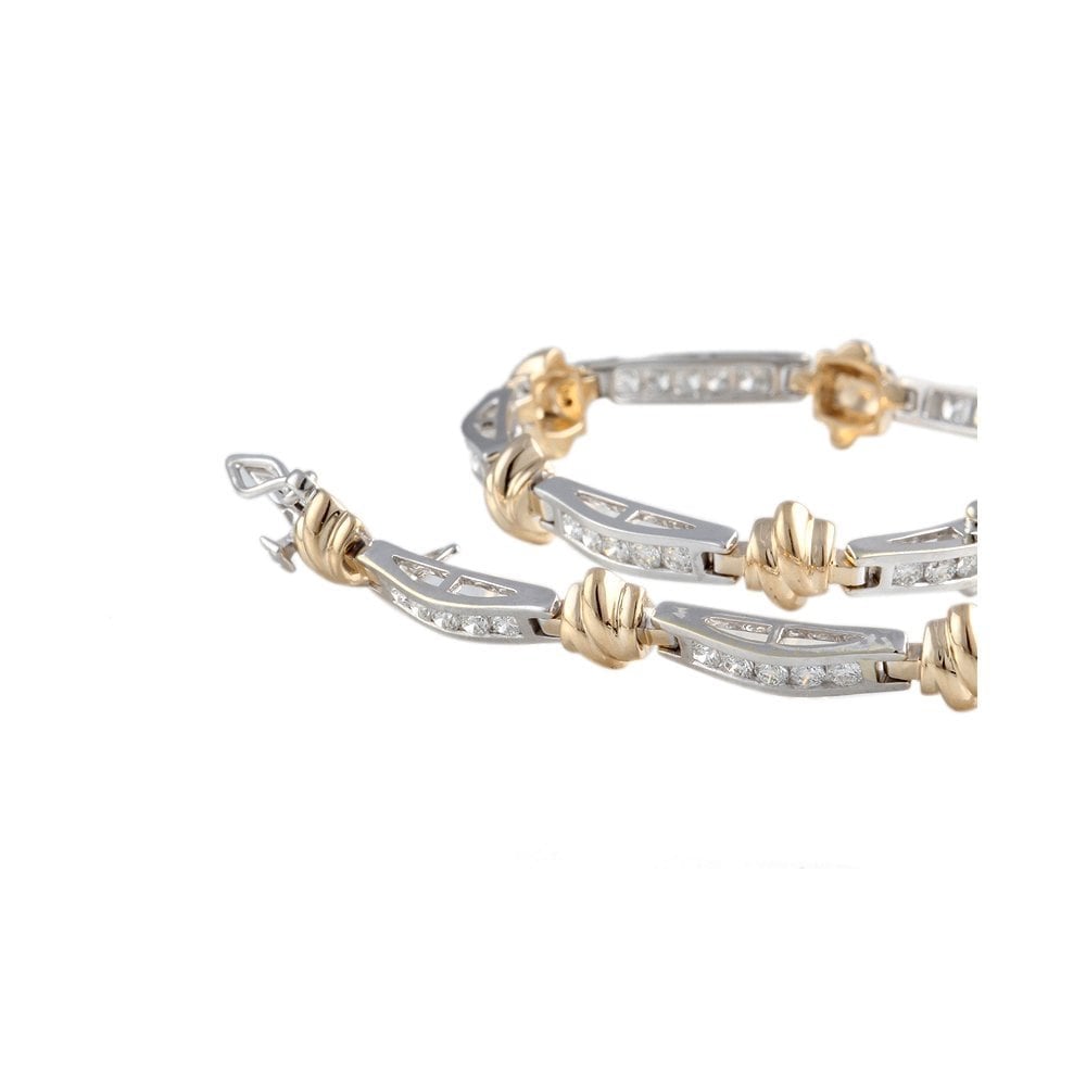 9ct White And Yellow Gold Diamond Set Fancy Link Bracelet 1.43ct