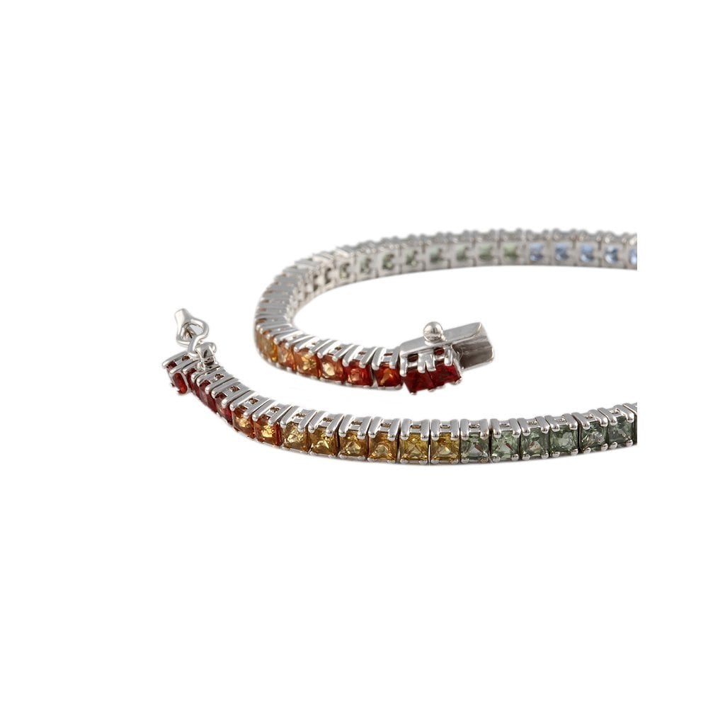 9ct White Gold Multi Sapphire Line Bracelet 7.80ct