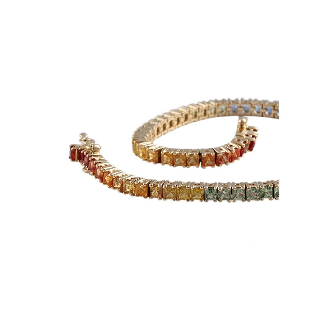 9ct White Gold Multi Sapphire Line Bracelet 7.75ct