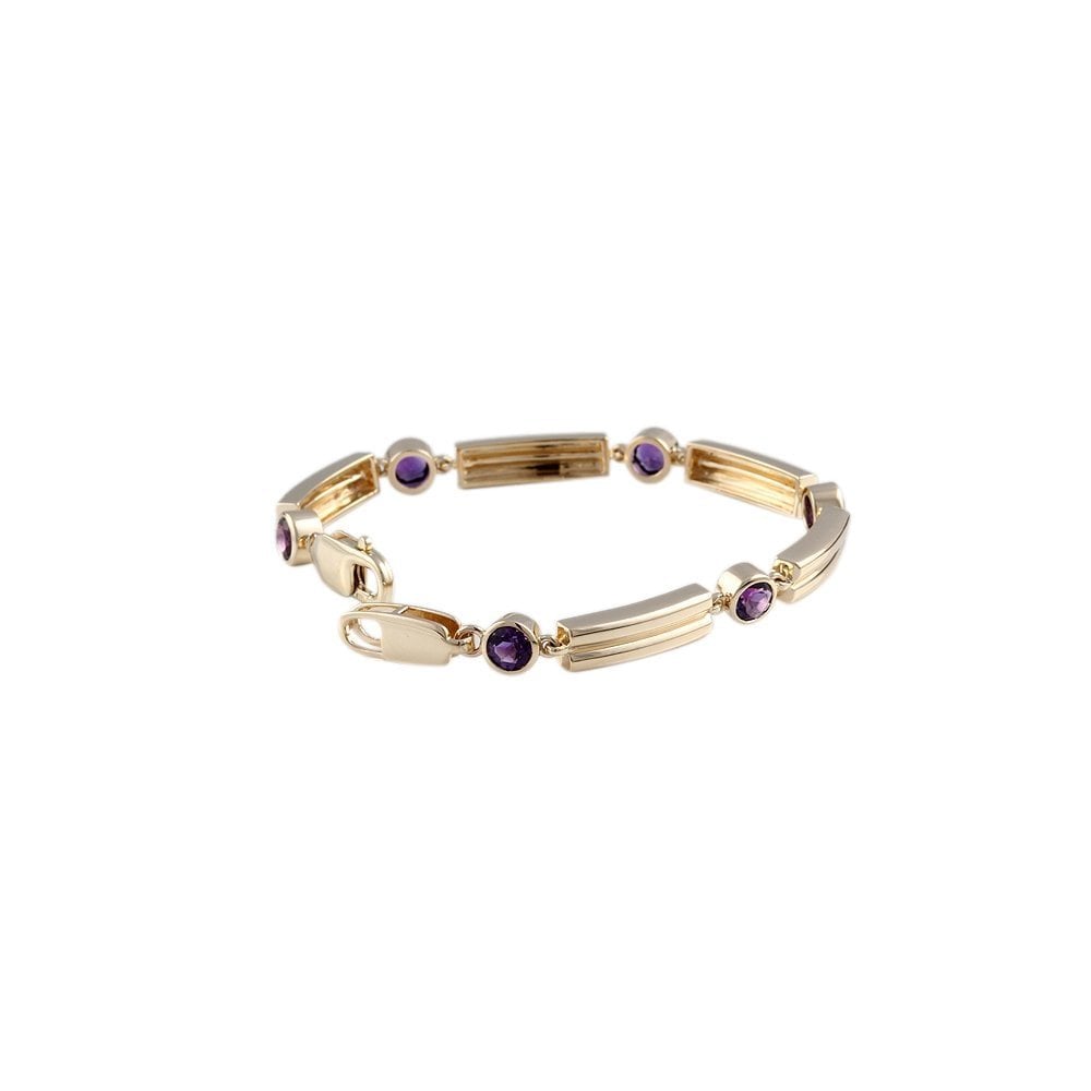9ct Yellow Gold Amethyst Line Bracelet 2.66ct