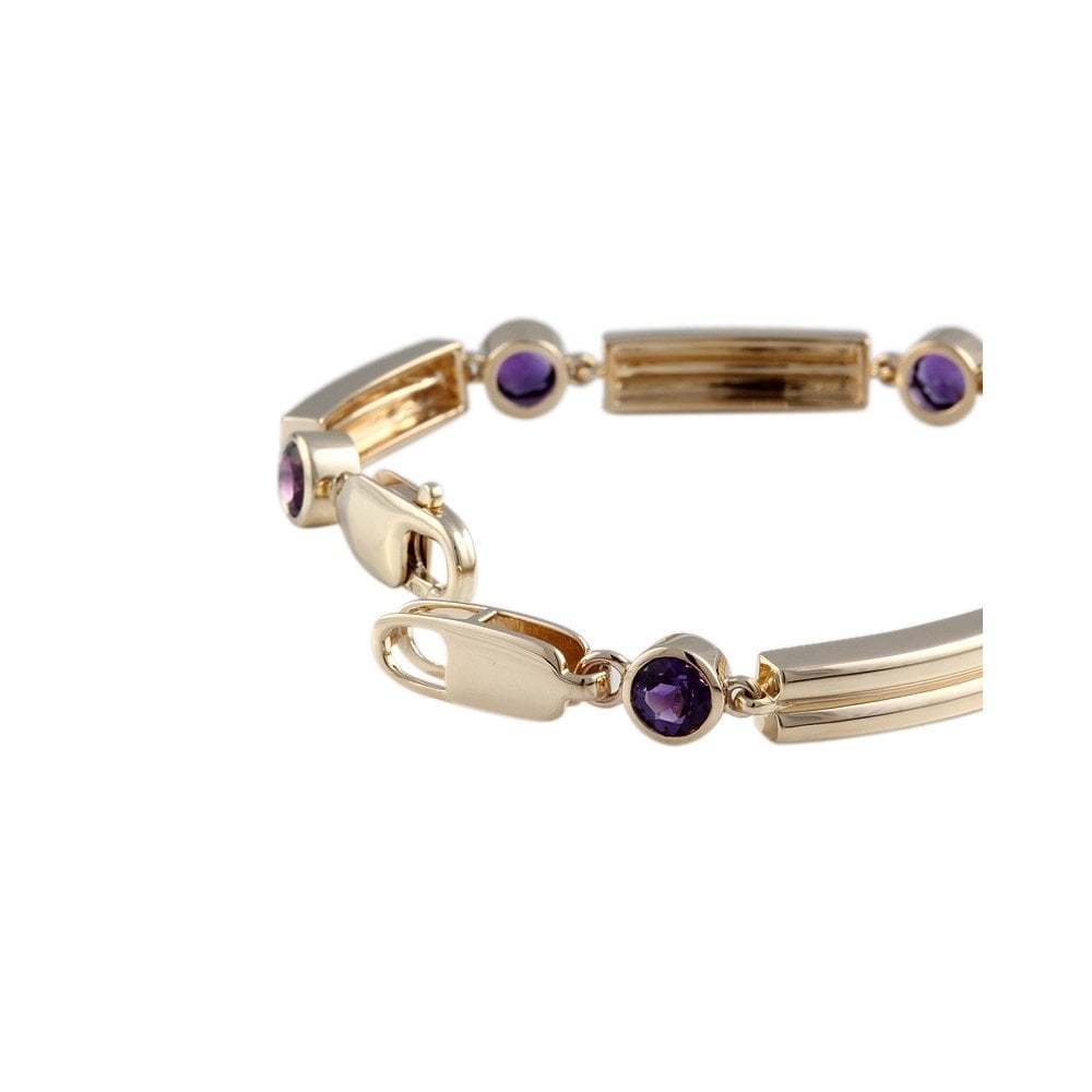 9ct Yellow Gold Amethyst Line Bracelet 2.66ct