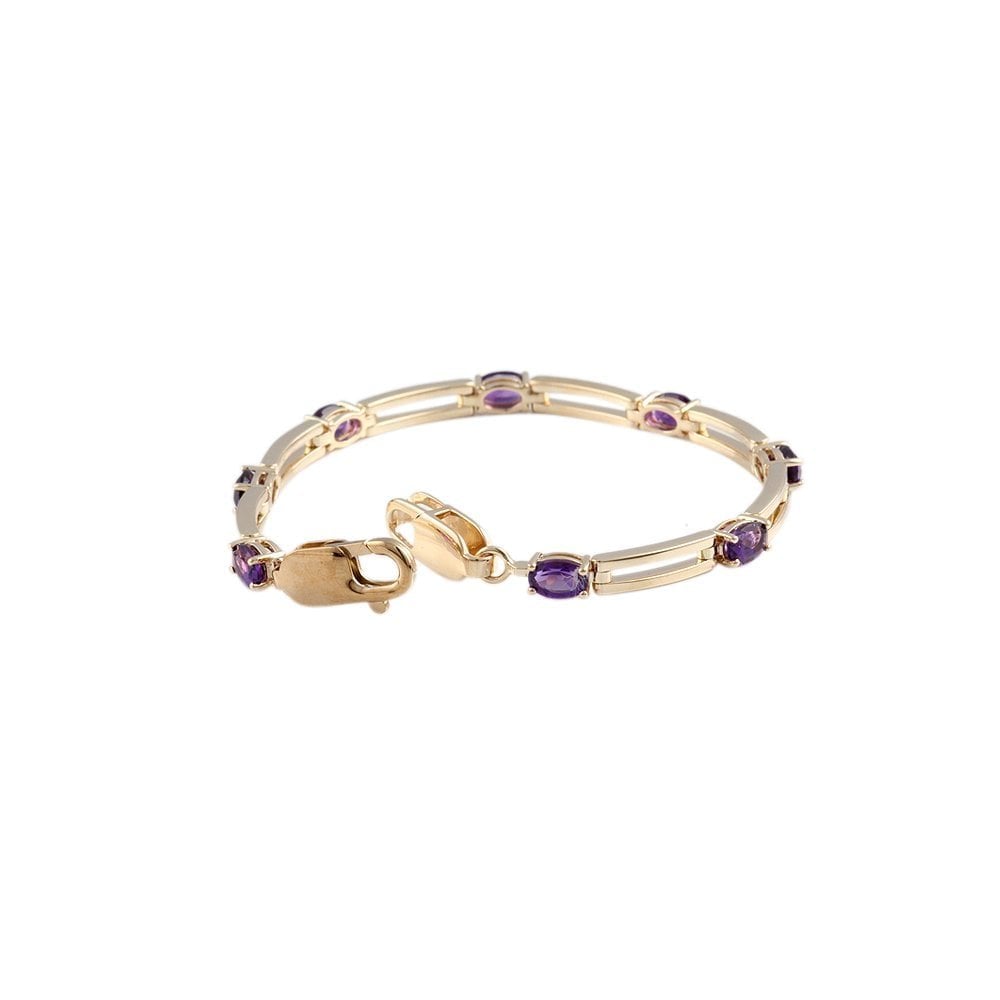 9ct Yellow Gold Amethyst Line Bracelet 3.51ct