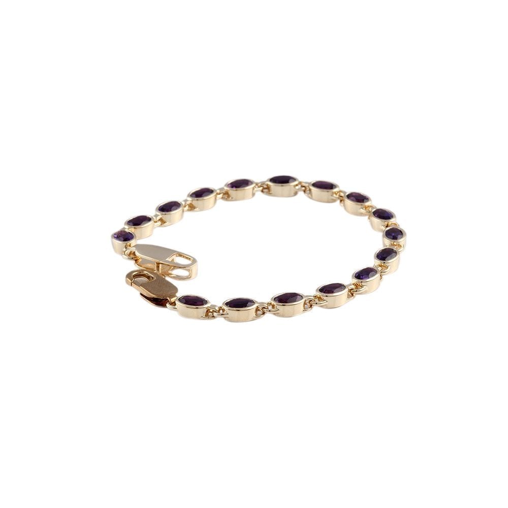 9ct Yellow Gold Amethyst Line Bracelet 6.57ct