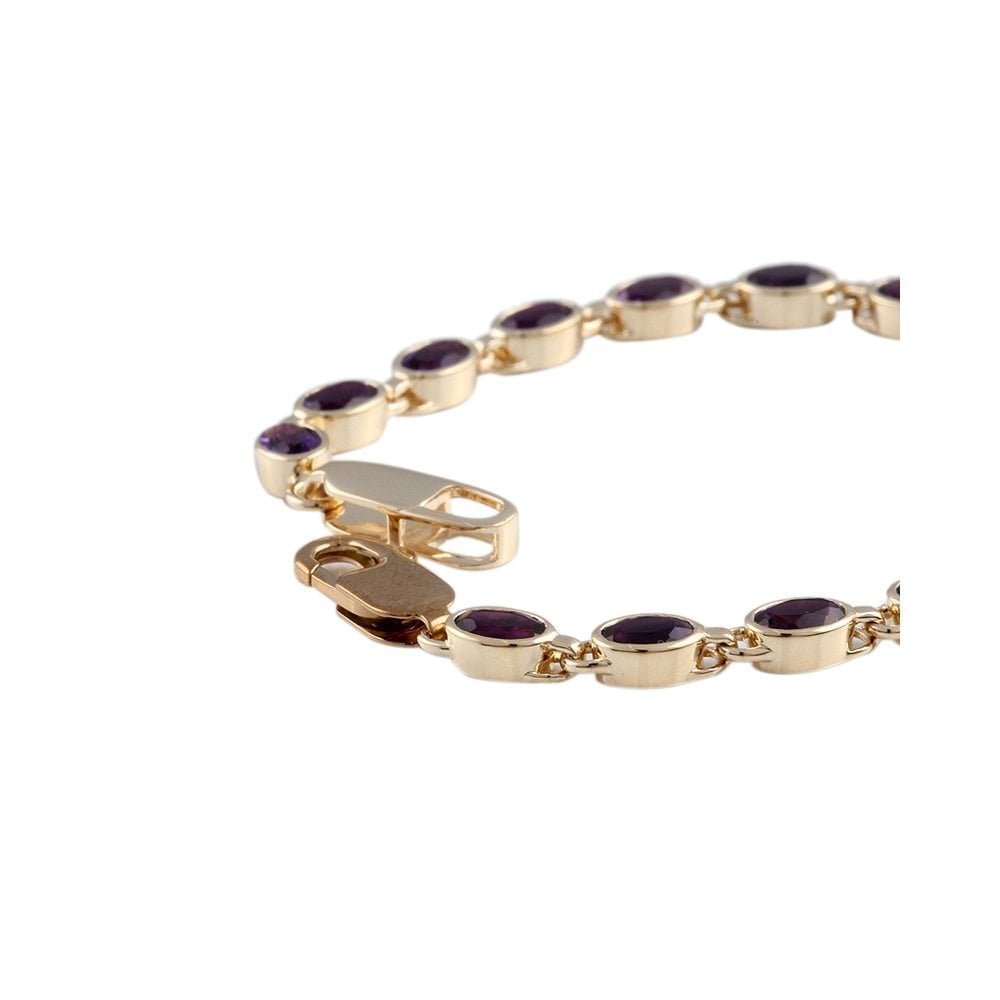 9ct Yellow Gold Amethyst Line Bracelet 6.57ct