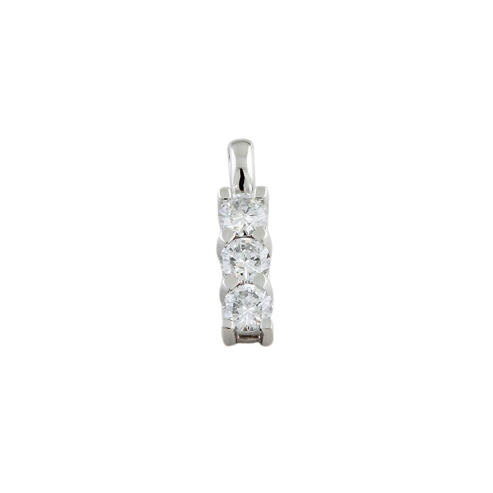 9ct White Gold 0.75ct Round Brilliant Cut Diamond Three Stone Pendant