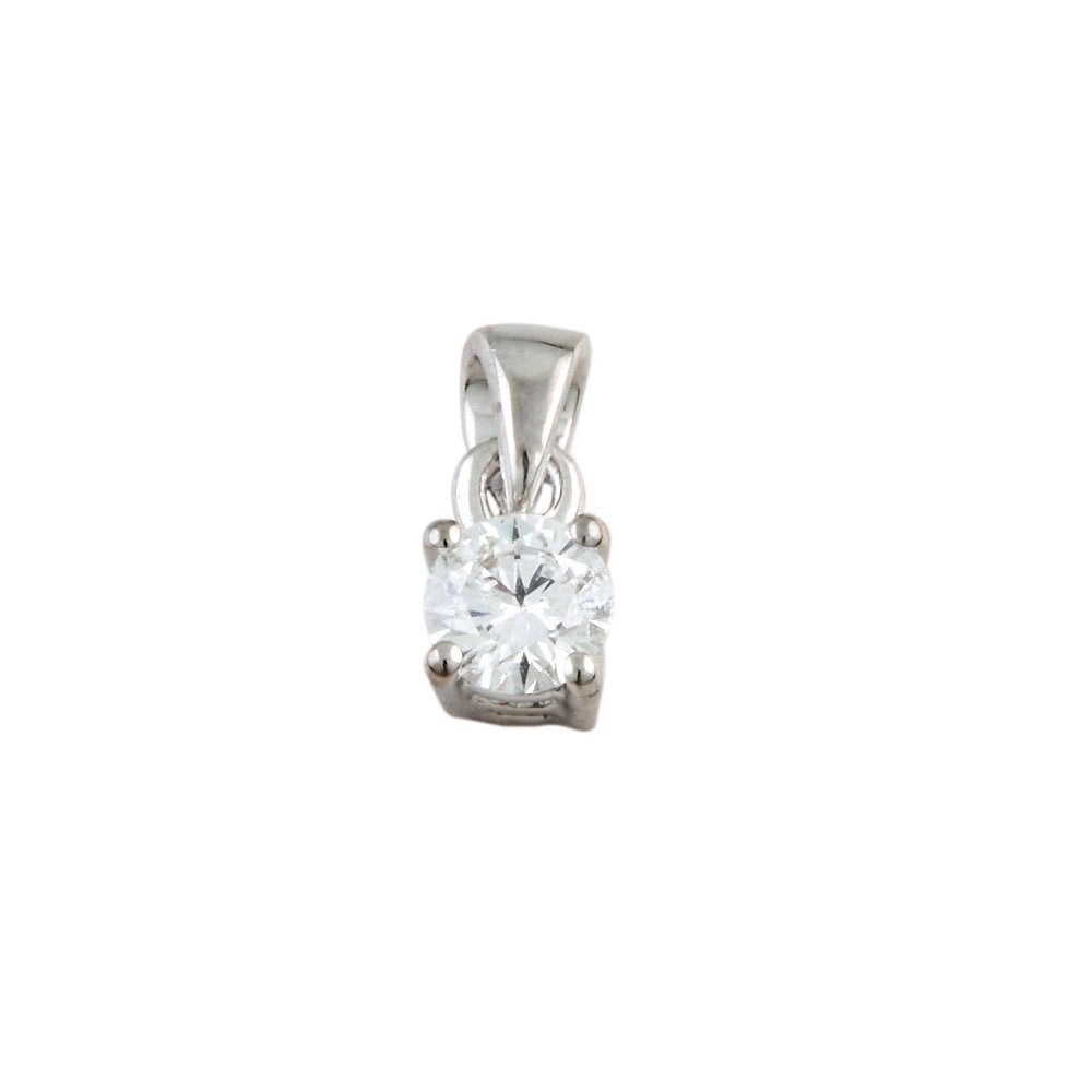 9ct White Gold 0.25ct Round Brilliant Cut Diamond Solitaire Pendant