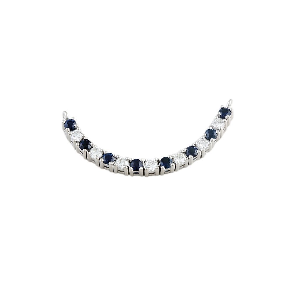9ct White Gold 0.90ct Round Brilliant Cut Diamonds and 1.30ct Round Blue Sapphire Pendant