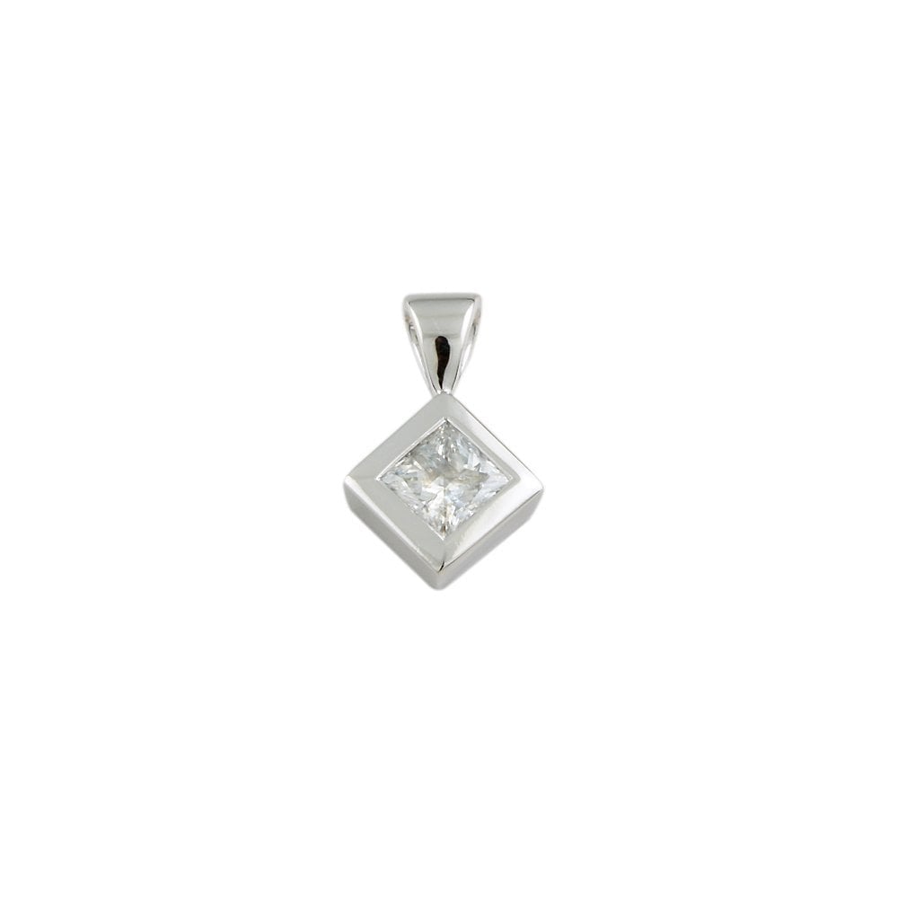 9ct White Gold 0.35ct Princess Cut Diamond Solitaire Pendant