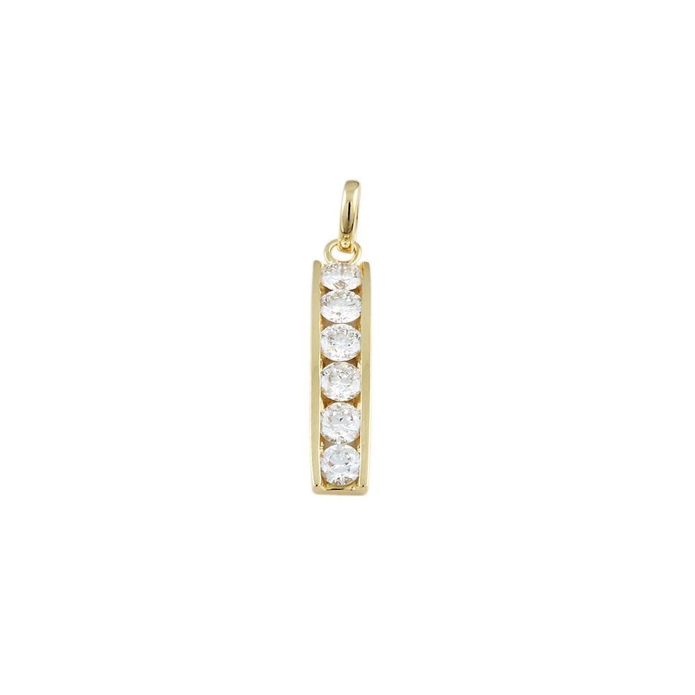 9ct Yellow Gold 1.25ct Round Brilliant Cut Diamonds Six Stone Pendant
