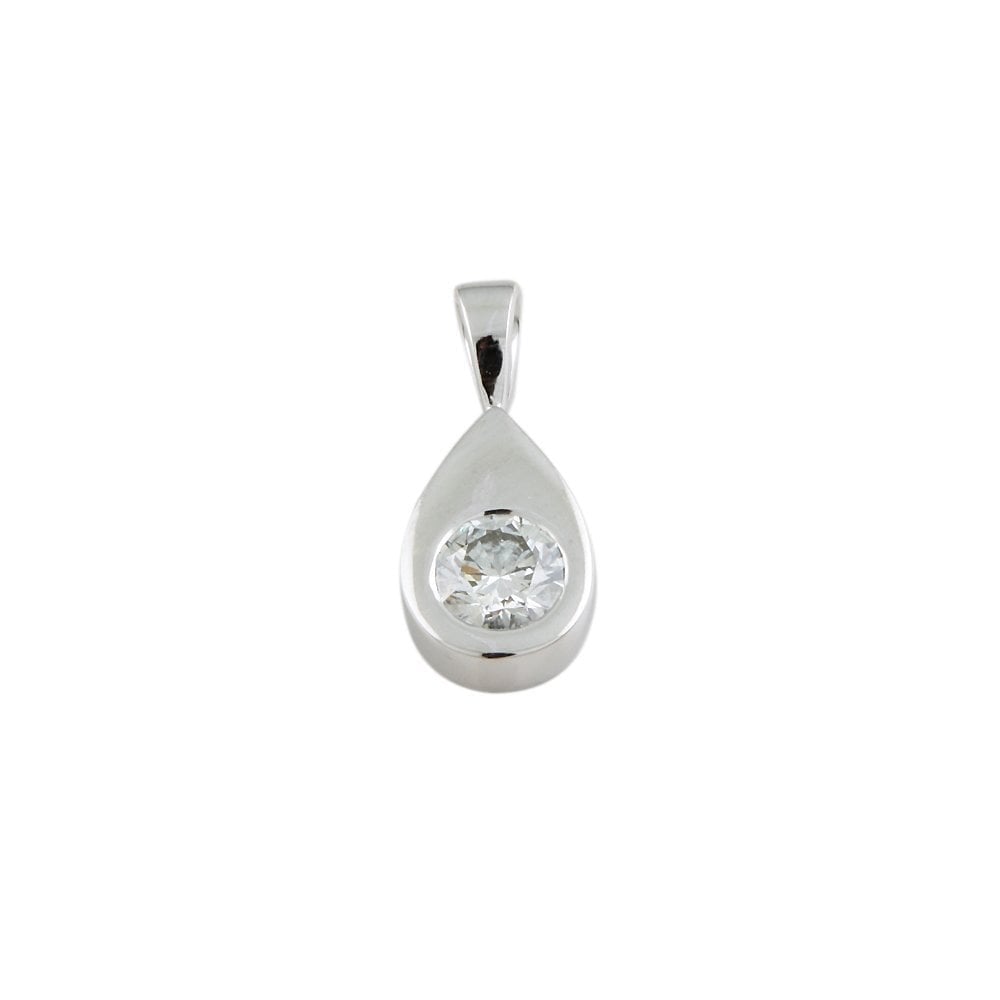 9ct White Gold 0.40ct Round Brilliant Cut Diamond Solitaire Pendant