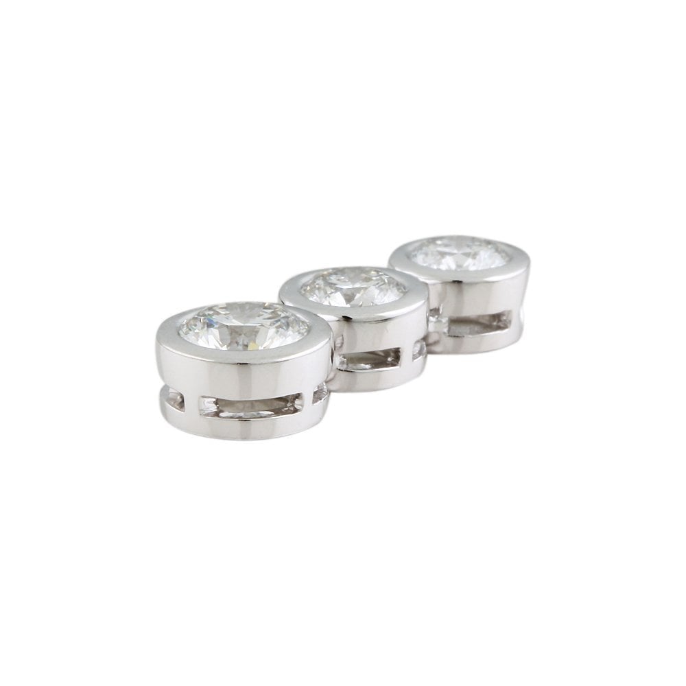 9ct White Gold 1.00ct Round Brilliant Cut Diamonds Three Stone Pendant