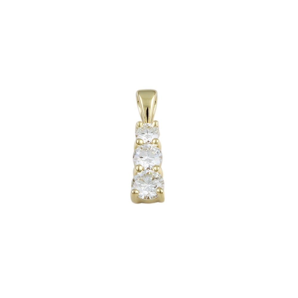9ct Yellow Gold 0.50ct Round Brilliant Cut Diamonds Three Stone Pendant
