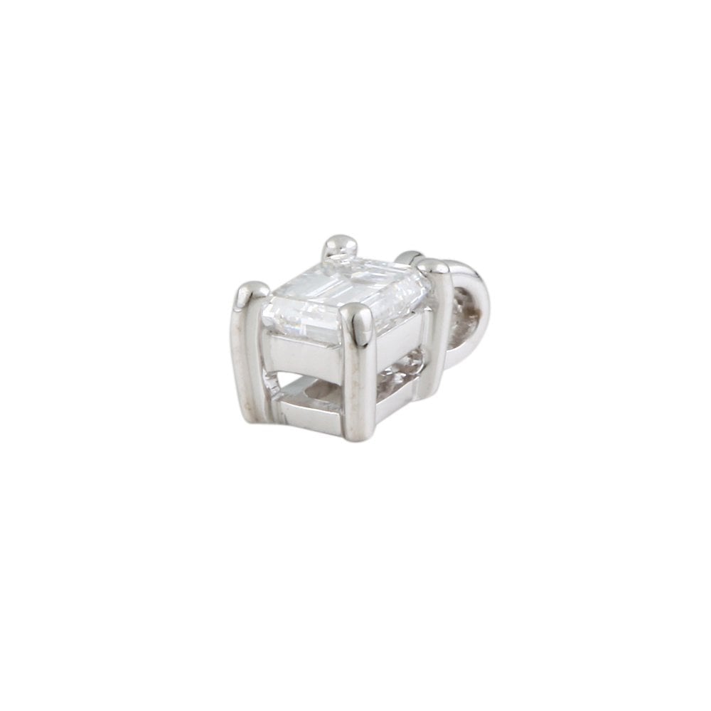 9ct White Gold 0.35ct Emerald Cut Diamond Solitaire Pendant