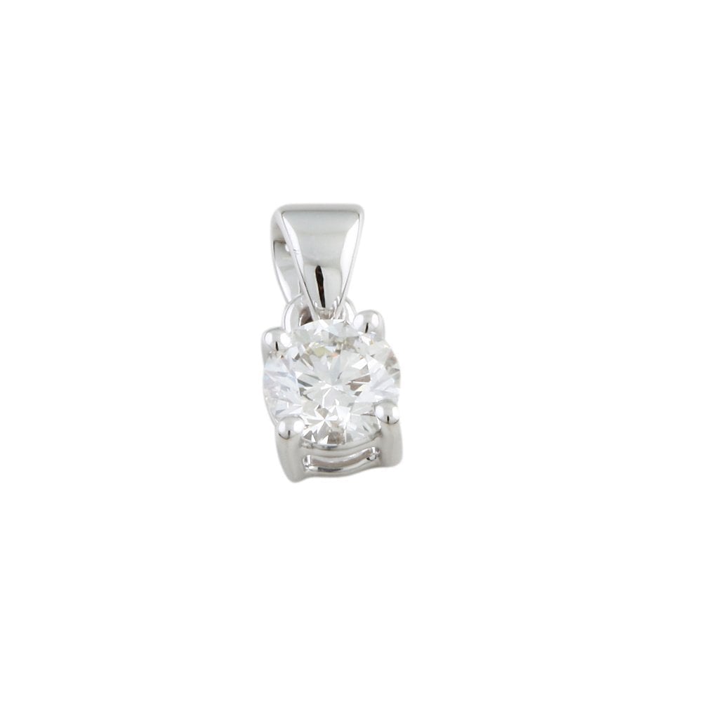 9ct White Gold 0.55ct Round Brilliant Cut Diamond Solitaire Pendant
