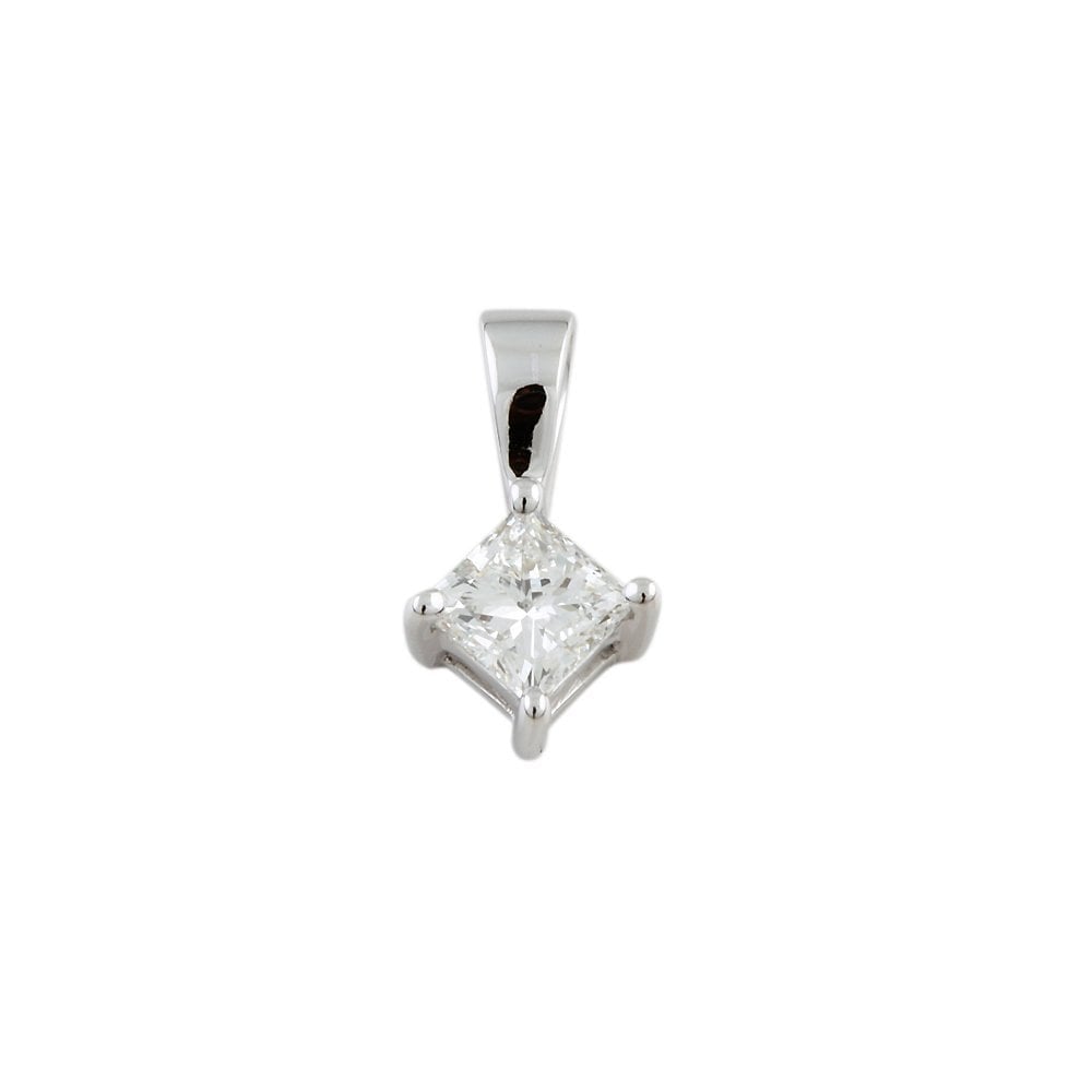 9ct White Gold 0.50ct Princess Cut Diamond Solitaire Pendant
