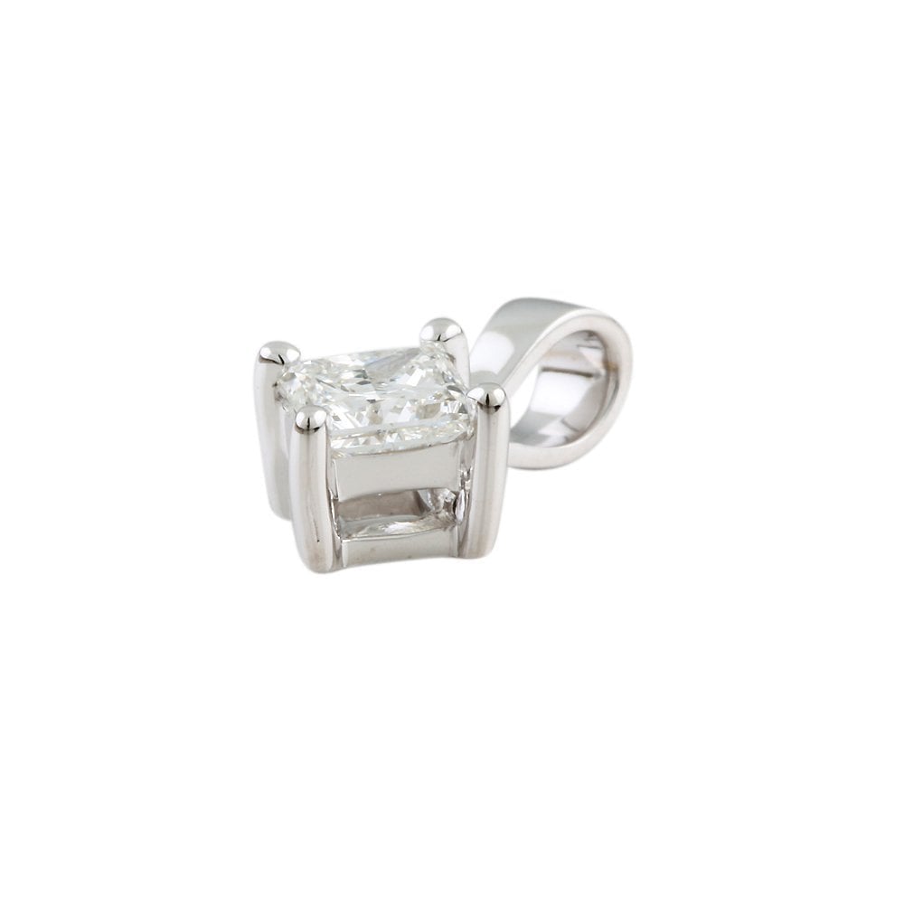 9ct White Gold 0.50ct Princess Cut Diamond Solitaire Pendant