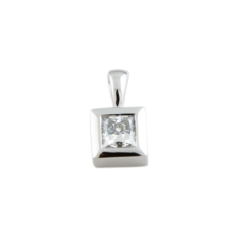 9ct White Gold 0.50ct Princess Cut Diamond Solitaire Pendant