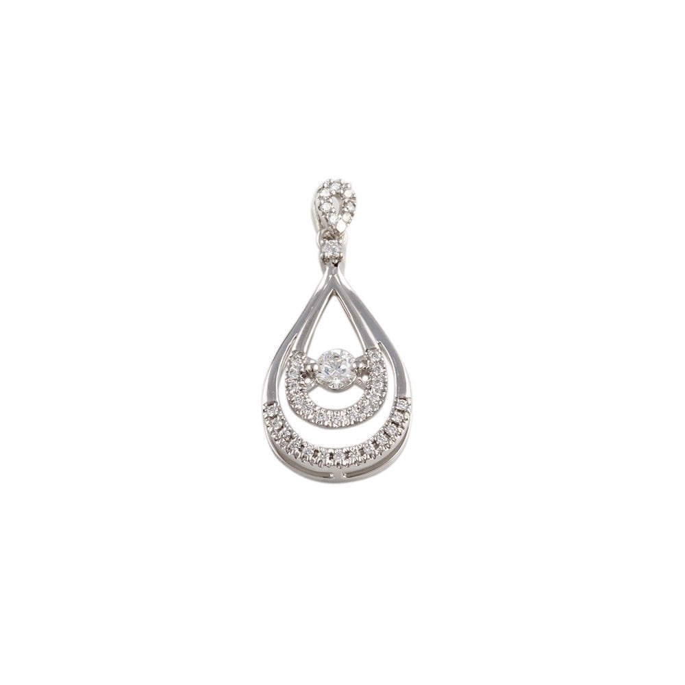 9ct White Gold 0.35ct Round Brilliant Cut Diamonds Drop Pendant