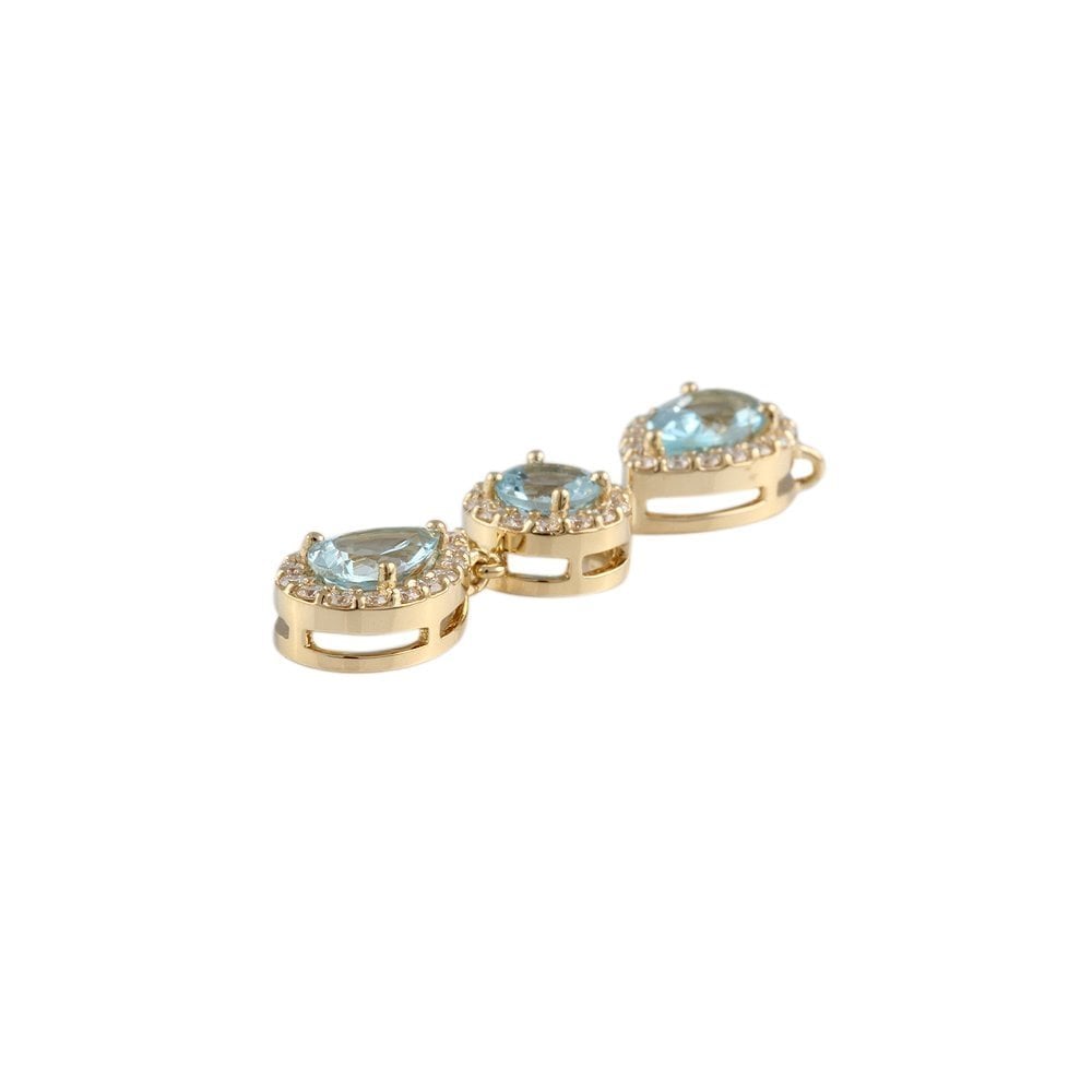 9ct Yellow Gold 0.50ct Round Brilliant Cut Diamonds and 1.90ct Round/Pear Aquamarine Pendant
