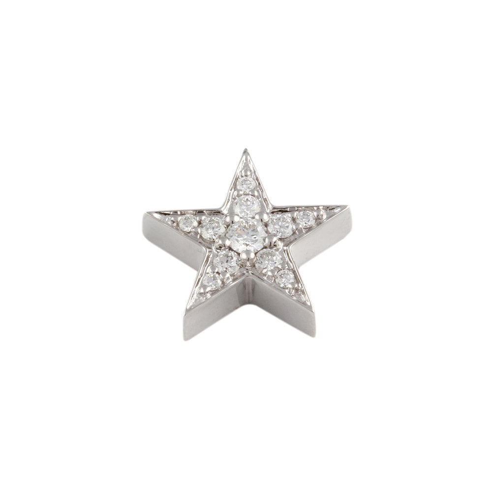 9ct White Gold Diamond Set Star Pendant 0.27ct