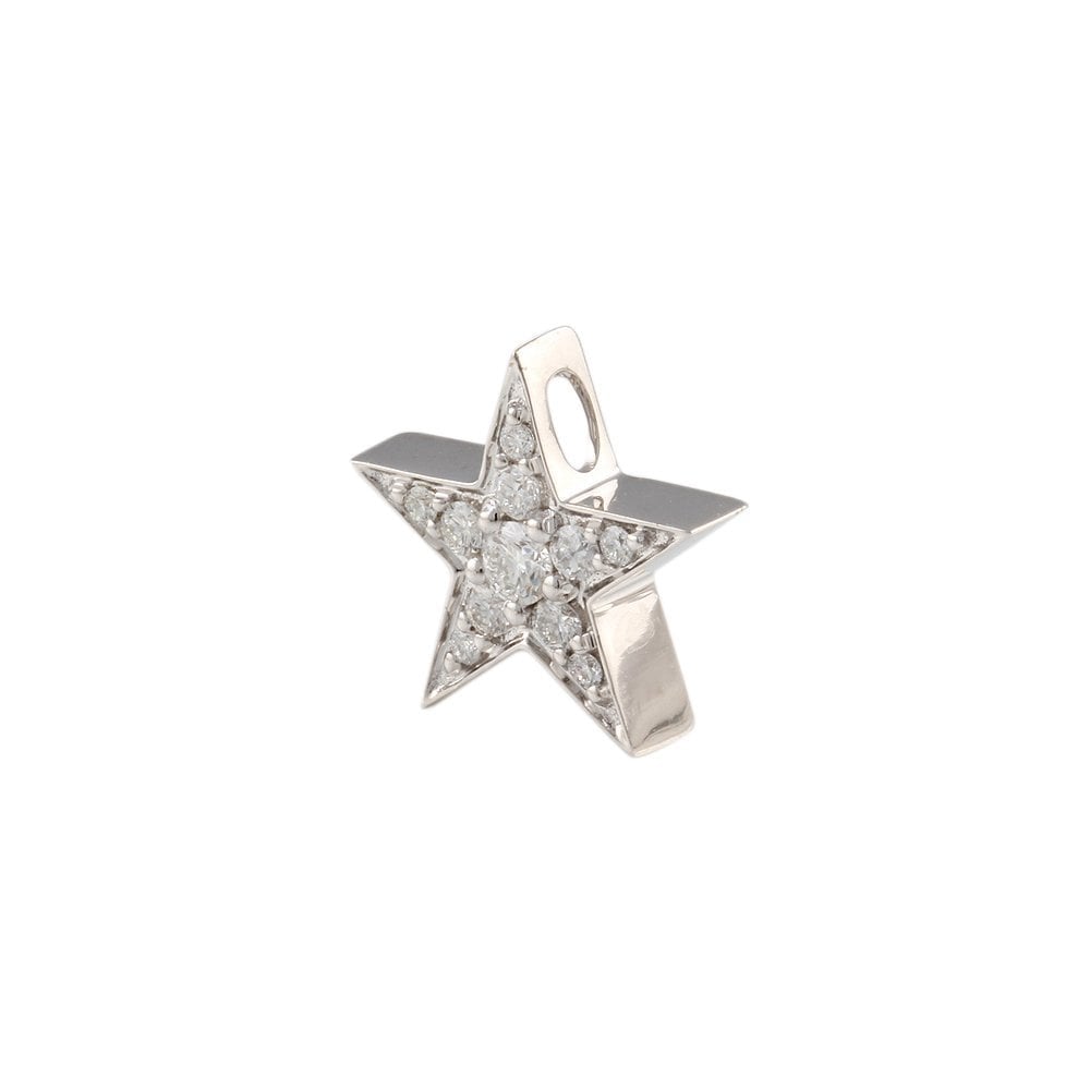 9ct White Gold Diamond Set Star Pendant 0.27ct